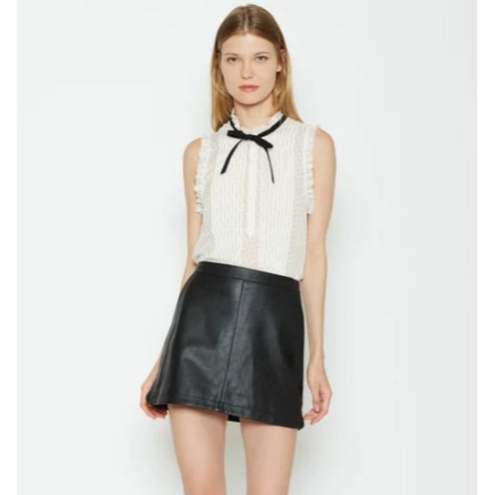 Joie Women's Black Mayfair Leather Mini Skirt Size 10 MSRP $498
